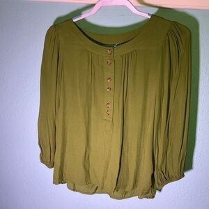 Anthropologie Mauve Green Peasant top